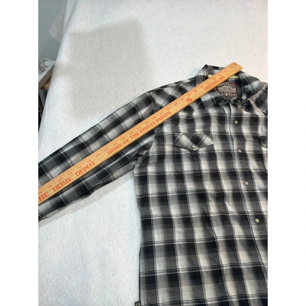 Topo Ranch Pearl Snap‎ Plaid Western Long Sleeve Rockabilly Shirt Size Medium